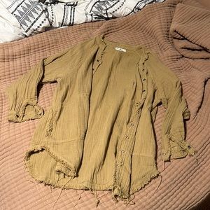 Oversized gauze button up